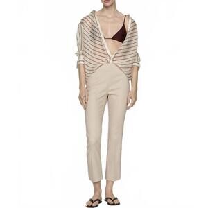 Mango Cotton Linen Flared Pants Beige Size 8/Large